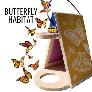 Handmade Butterfly Habitat Garden Decor Insect Hotel Motel Gardening Wood Wooden